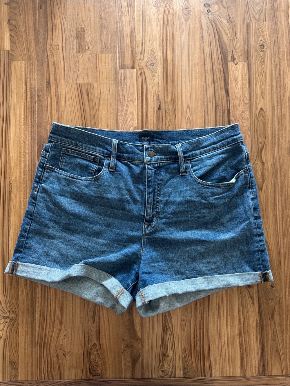 J. Crew Dark Blue Rolled Hem Denim Shorts - 33